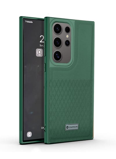 Buy Liquid Silicone With Raised Camera Lips Card Holder Case Cover For Samsung Galaxy S23 Ultra 5G 2023 Dark Green in Saudi Arabia