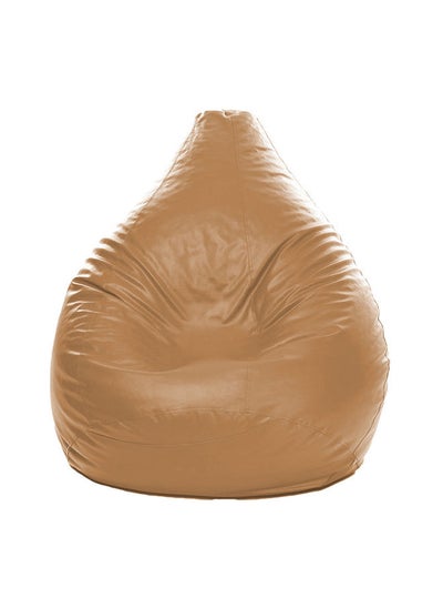 Buy XL Faux Leather Multi-Purpose Bean Bag With Polystyrene Filling Peanut Brown in UAE