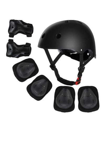 Buy Kids Bike Helmet Set Black, Skateboard Knee Pads Helmet Pad Set Protective Gear Set Adjustable for Kids 2-9 Years Old Helmet Elbow Pads Wrist Guards for Cycling Bike Roller Skating Scooter in Saudi Arabia