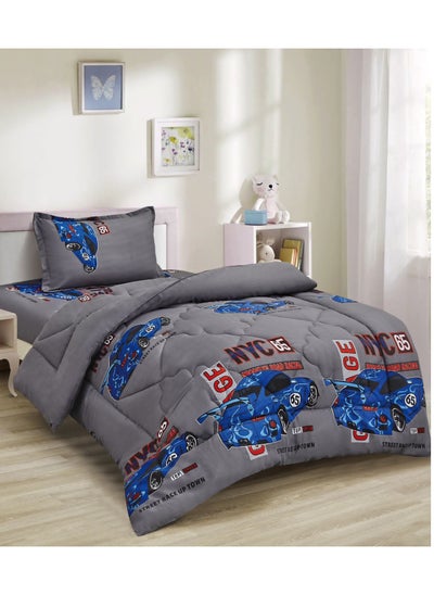 Buy Soft and Fluffy Medium Fill Kids Bedspread Comforter Set 3pcs Single Size Bedspread for Boys Girls Fashion Print Double Side Stitched Pattern Soft and Breathable in Saudi Arabia