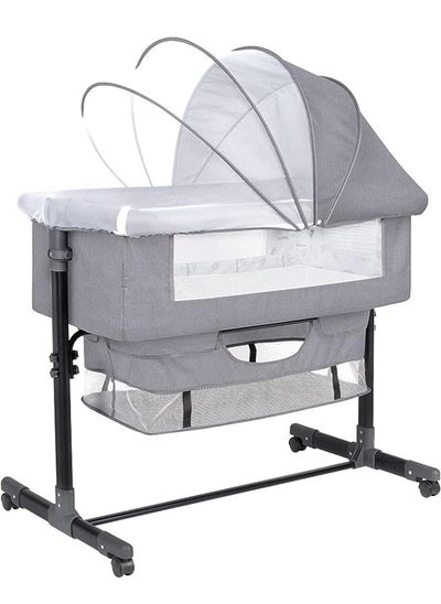 Buy The Adjustable Baby Bassinet with Wheels and Mosquito Nets - Folding Crib in UAE