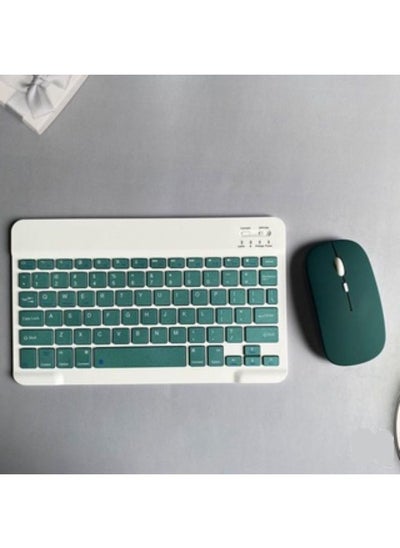 اشتري Rechargeable Bluetooth Keyboard And Mouse Combo Ultra-Slim Portable Compact Set For Android Windows Tablet Cell Phone IPhone IPad Pro Air Mini OS IOS 13 And Above Dark Green في الامارات