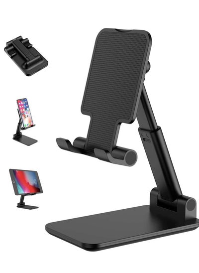 Buy Adjustable Cell Phone Stand, Foldable Phone Holder Tablet Stand for Desk, Angle Height Adjustable Cell Phone Stand Compatible with Phone 11 Pro Xs Xs Max Xr, Mini,Tablets (Black) in UAE