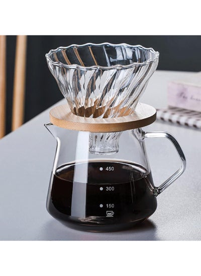 Buy Glass Coffee Drip Pot, Glass Hand Brewed Coffee Pot with Reusable Filter Cone, Pour Over Coffee Makers with Glass Filter Cup, Manual Pour Over Coffee Dripper Brewer for Office Home(600ml) in Saudi Arabia