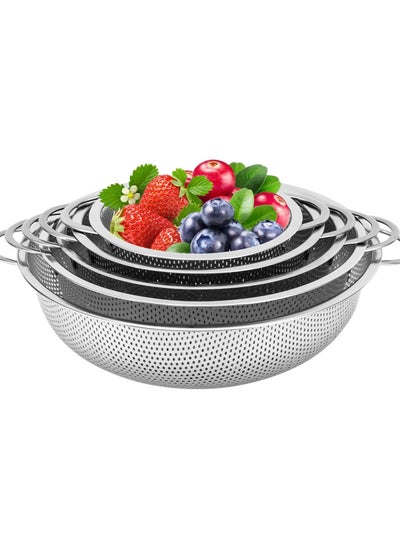 Buy 5PCS Mesh Strainers, Stainless Steel Strainers Vegetable Washing Basket Fruits Drain for Pasta Rice Vegetables in Saudi Arabia