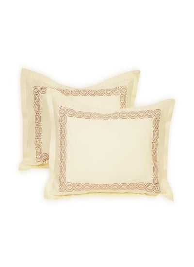 اشتري Luxurious Embroidered 400 Thread Count 100 Percent Cotton Pillow Case Set of 2 في السعودية