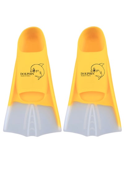 Buy Silicone Swim Training Short Fins Size S (33-35), Yellow/White in Egypt