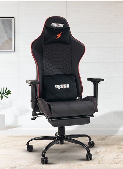 Buy Drogo Gaming Chair Multi Purpose Ergonomic Racing Office Chair 7 Way Adjustable Seat 3D Armrest Head & Lumbar Support Pillow Home and Office with Full Reclining Back Footrest (Red) in UAE