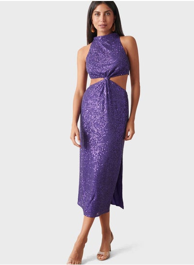 Buy Cut Out  Twist Knot Sequin Dress in UAE