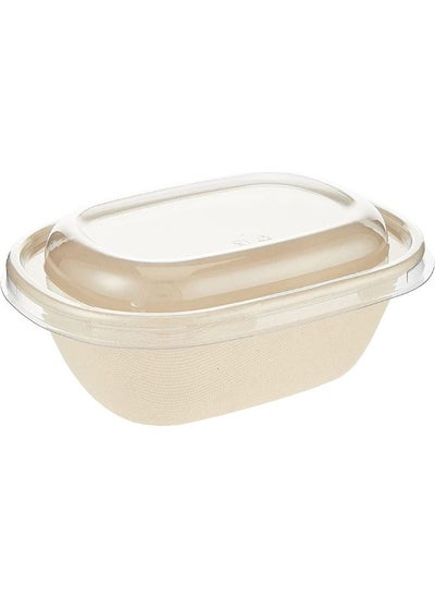 Buy Bagasse Oval Bowl 650ml With Lid 25 Pieces in UAE