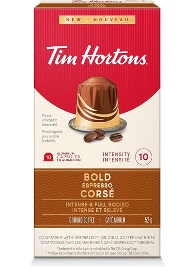 Buy Tim Hortons Bold Espresso Capsules, Nespresso Original Line Compatible Capsules, 10 Count in UAE