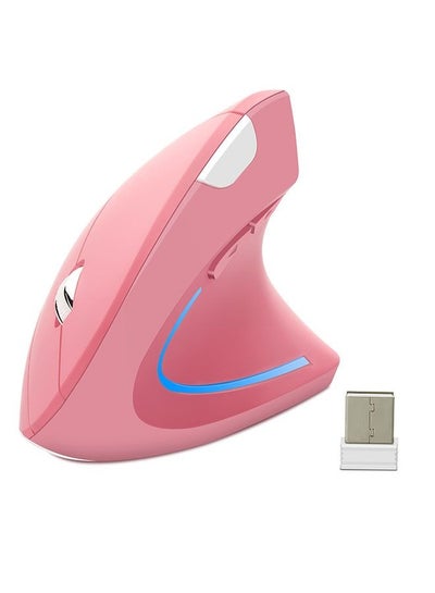 Buy Ergonomic Wireless Mouse,Vertical Mouse,USB Unified Receiver,Built-In Rechargeable Battery,Relieves Hand Pain,Suitable for Office/IT Workers(Pink） in Saudi Arabia