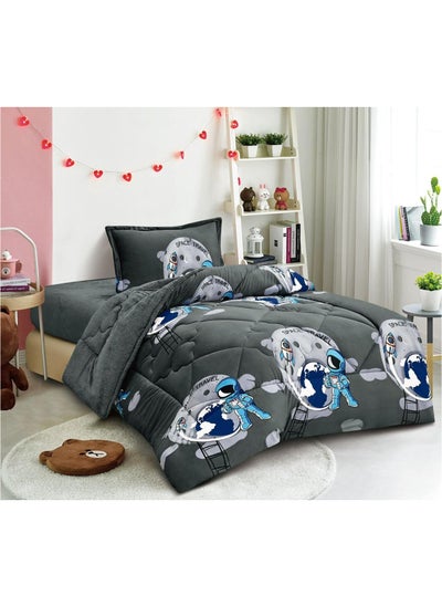 Buy A winter quilt set with children's drawings, consisting of 3 pieces, with fluffy filling/soft fur/Single Size in Saudi Arabia