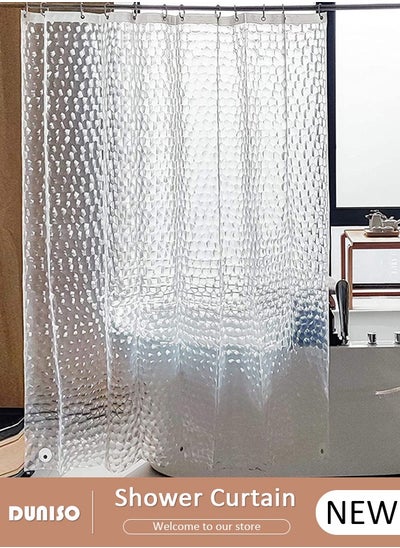 Buy Thickening PEVA Shower Curtain Non Perforated  Waterproof, Anti Mold Curtain For Bathroom With 180CM*180CM ,Clear Water Cube in UAE