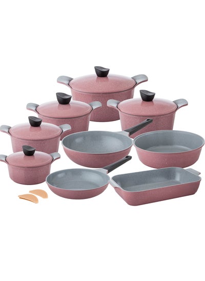 Buy 16-piece cookware set made of high-quality granite with Korean materials and specifications and Saudi industry in Saudi Arabia