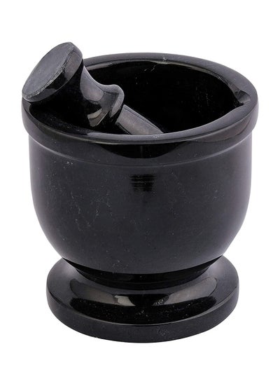 Buy Handmade 4 Inches  Marble Granite Black Mortar and Pestle Kitchen Spices Grinder in UAE