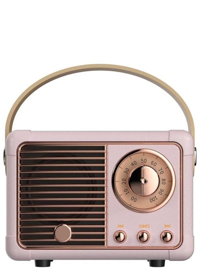 اشتري HM-11 Bluetooth Portable Radio, Retro Style Mini Speaker with Clear Stereo Sound, Rich Bass for iPhone, Android Devices and Tablets (Pink) في السعودية