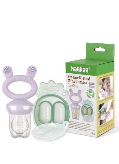 Buy Haakaa Freeze & Feed Mini Combo with Silicone Food Feeder & Silicone Mini Nibble Tray | Baby Solid Food Self Feeder | Breastmilk Popsicle Mold Storage & Feeder for Soothing Baby Gums 1 PK (Lavender) in UAE