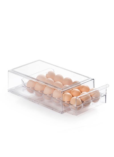 Buy Egg Container for Refrigerator BPA Free Refrigerator Organizer Bins,Stackable Egg Holder for Refrigerator,18 Egg Tray,Clear in Saudi Arabia