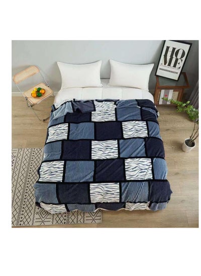 Buy Super Comfortable Soft Mink Feel Blanket Velvet Stripes Pattern Throw Blanket on Sofa/Bed/Travel Breathable in UAE