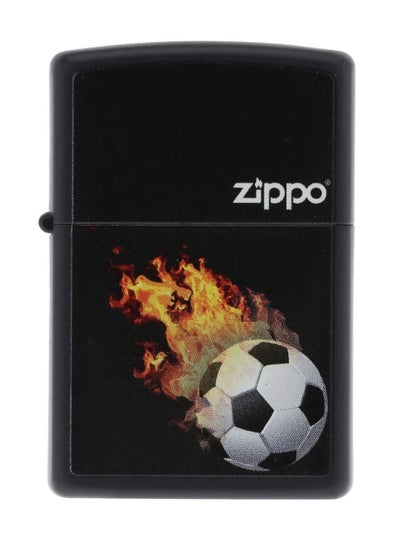 Buy Zippo Soccer Ball in Flames Windproof Lighter 28302-218 (Black Matte) in Saudi Arabia