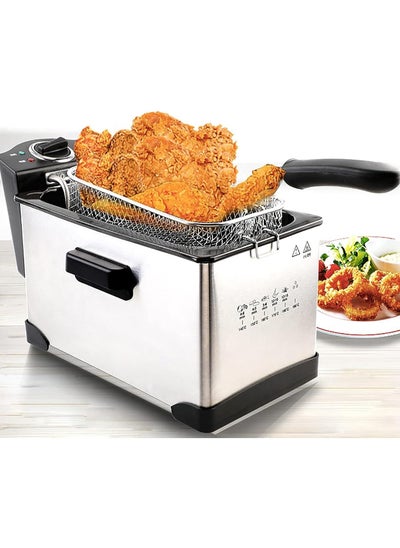 Buy DEEP FRYER Stainless Steel 3.0 Ltr Capacity Adjustable Temperature Control Stainless Steel Removable Oil Container in UAE