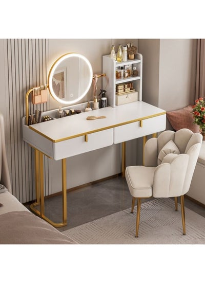 اشتري Makeup Vanity Table Dressing Table Flip Mirror With Drawers And Chair 100 CM في الامارات