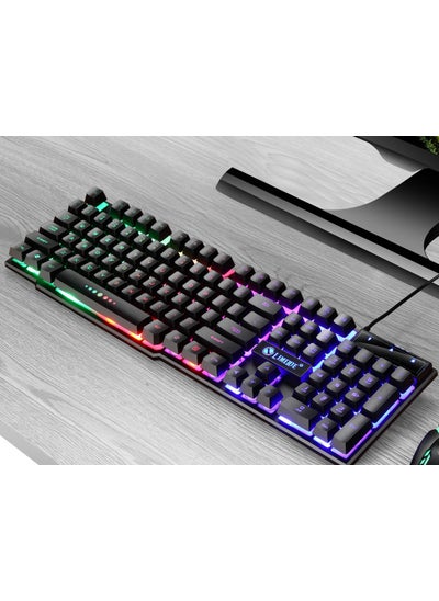 اشتري GTX300 Wired Gaming Keyboard Mouse Combo with Rainbow LightTX30 ordinary single keyboard black luminous TX30 ordinary single keyboard black luminous في السعودية