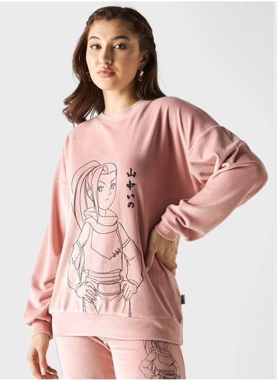 Buy Printed Crew Neck Sweatshirt in UAE