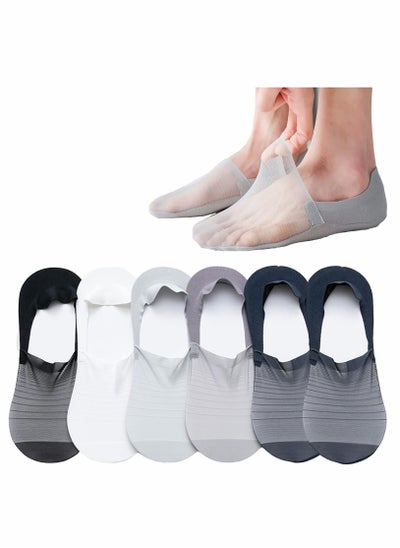 اشتري 5 Pairs Invisible Ice Silk Breathable Socks, No Show Socks Thin Low Cut Non-Slip Socks في الامارات