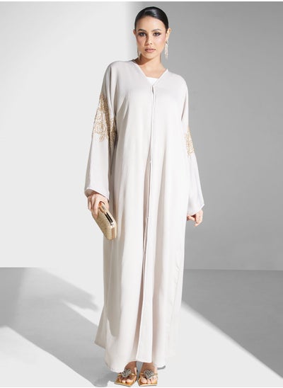 Buy Embellished Button Detail Abaya in UAE