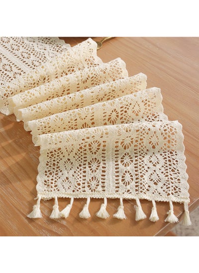 Buy European and American style Style 100% Cotton Lace Boho Table Runner Vintage Style Table Decor Home Bridal Shower Country Wedding Party Coffee Table Decor in Saudi Arabia