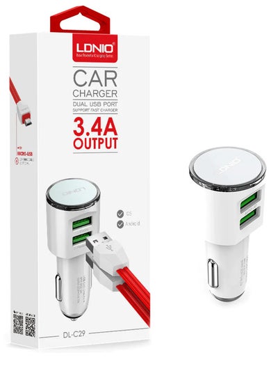 Buy 3.4A Fast Dual USB Car Charger Set with Micro-USB Cable in Egypt