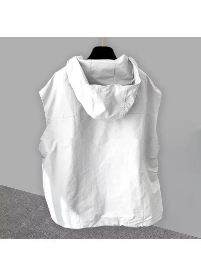 اشتري 2025 Japanese Vintage Sleeveless Hooded Vest MenWhite White في الامارات