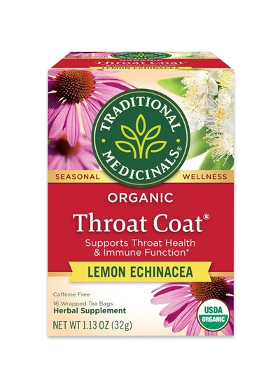 Buy Traditional Medicinals Organic Throat Coat Lemon Echinacea 16 Wrapped Tea bags 32g in UAE