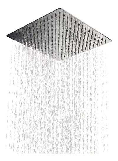 اشتري Rain Brushed Square Rainfall High Pressure Stainless Steel Bath Shower Head with Silicone Nozzle 8inch في الامارات