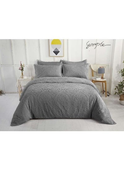 Buy King Size Comforter Set 6 Piece Lightweight Soft Breathable Premium Includes 1x King Comforter 220*240 cm 1x Fitted Sheet 200*200+30 cm 4x Pillow Shams 200*200+30 cm Grey in UAE