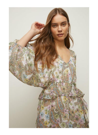 Buy Pastel Paisley Dobby Chiffon Midi Dress in UAE