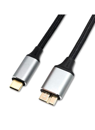 Buy USB Micro B to USB Type C Cable 5 Gbps Fast Data Transfer Cord 3A Quick Charge Compatible with MacBook, iPad, Galaxy S24, Laptop, External Hard Drive - Nylon Black Wire 1.5 M / 4.9 Feet in Egypt