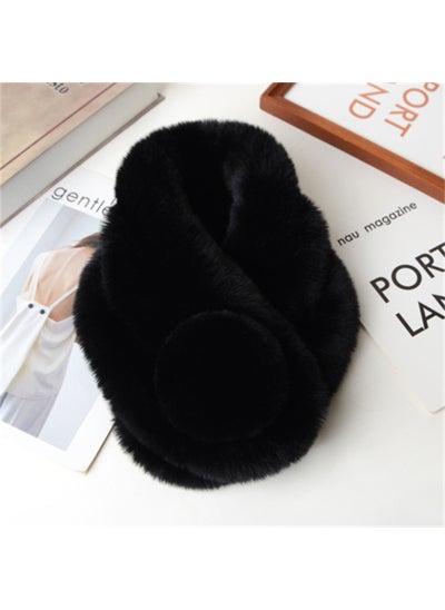 Buy Faux Rabbit Fur Scarf Warm Collar SnoodBlack Black in Saudi Arabia