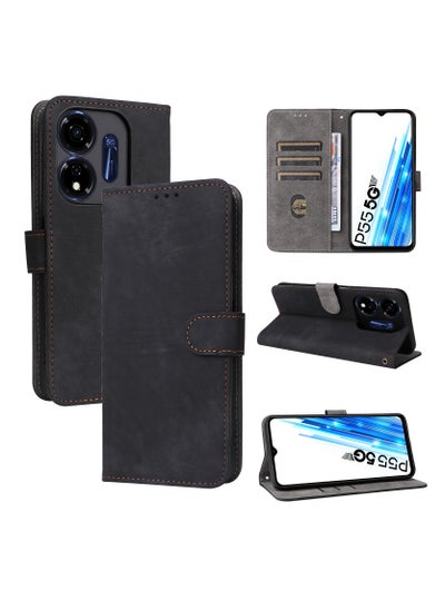 Buy Phone Case for itel P55 5G with RFID Security Protection Flip PU Leather Wallet Case with Card Holder Shockproof Protective Cover in Saudi Arabia