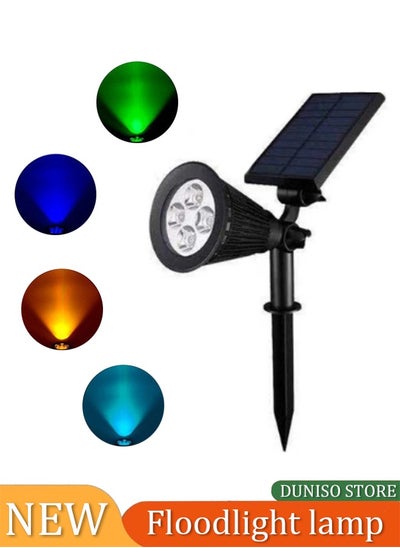 اشتري 4-Pcs Solar Spot Lights Outdoor Garden 4 LED Solar Lights Outdoor  4LED Changing Color Waterproof Solar Landscape Spotlights, Auto ON/Off Dusk Till Dawn Solar Uplighters for Garden, Yard, Driveway, Pathway في السعودية