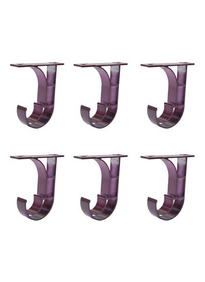 Buy 6-Piece Ceiling Curtain Bracket Hook Set Dark Purple 8.1x6cm in Saudi Arabia