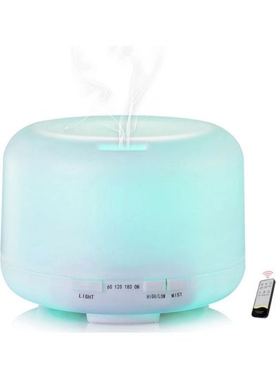 اشتري Essential Oil Diffuser Humidifier Aromatherapy Aroma Diffuser, Timer and Auto-Off Safety Switch, 7 LED Light Colors Circular Ultrasonic Silent Air Purifier 500ml في الامارات