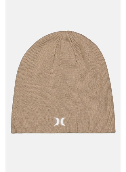 اشتري Men Embroidered Logo Beanie Cap, Beige في الامارات