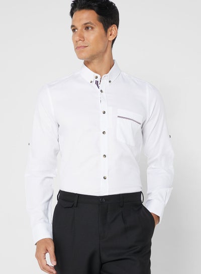 Buy Button Down Collar Regular Full Sleeve With Roll Up in Saudi Arabia