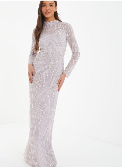 اشتري Embellished Mesh High Neck Dress في الامارات