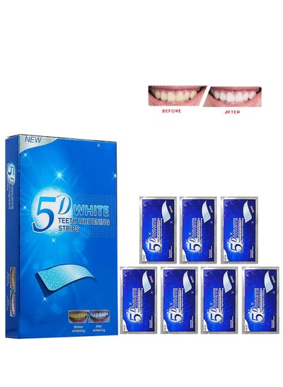 Buy 14 Pieces 5D Teeth Whitening Strips -7 Treatments Teeth Whitening Strips  Formulated For Sensitive Teeth, Professional Teeth Whitening Strips in UAE