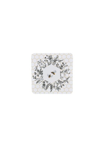 Buy Cucina 4-Piece Coaster 10x10cm - White in UAE