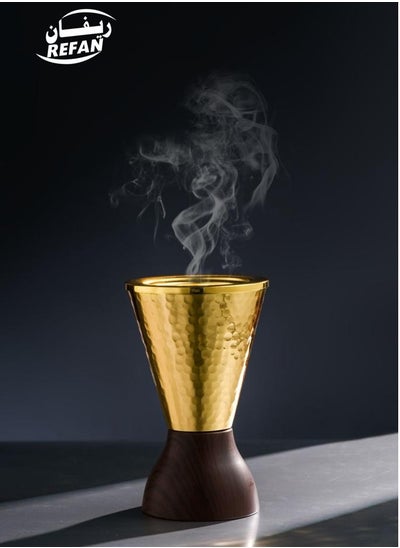 Buy Modern Luxury Incense Burner in Golden and Wooden Color in Saudi Arabia